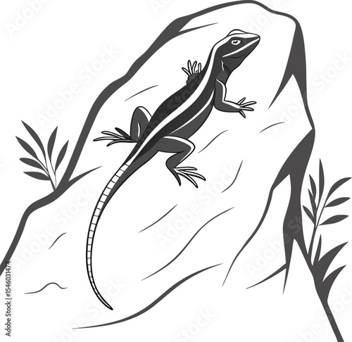 White-tailed gecko lizard macro close-up on isolated black background