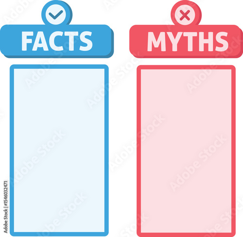 Myths vs Facts Comparison List – Editable Concept Template with Text Space