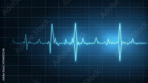 Broken heart syndrome concept ,Electrocardiogram heartbeat pulse monitor glowing blue light dark grid background showing vital