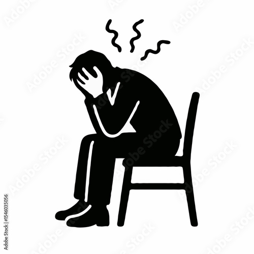 Man sitting on chair with head in hands showing signs of stress  