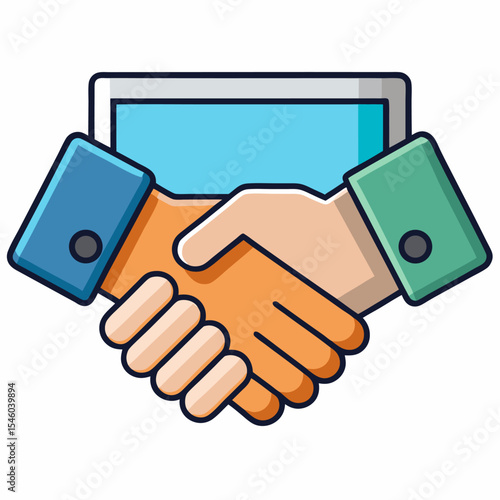 Digital handshake icon agreement partnership deal