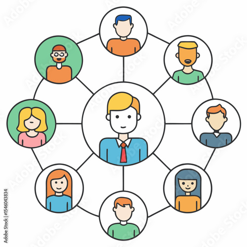 Team collaboration connected people network illustration