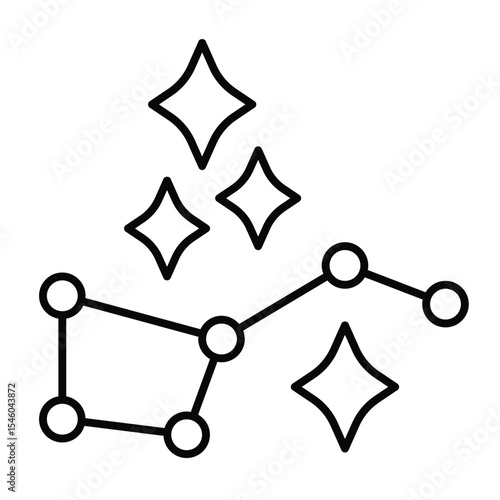 Star constellation ursa major thin line icon, cosmos concept. Vector graphics. Space sky stars group sign on white background, style mobile or design.