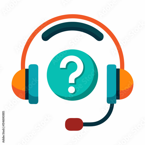 Customer support headset question mark banner