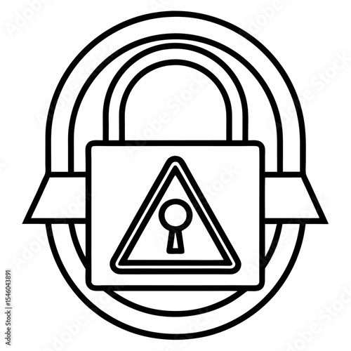 Cybersecurity lock icon warning alert for digital security