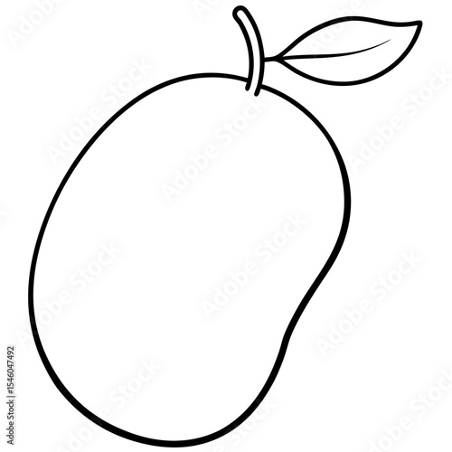 Minimalist mango design curved line fruit illustration