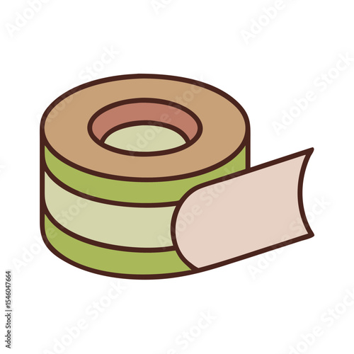 Illustration of packing tape rolls in green and brown colors