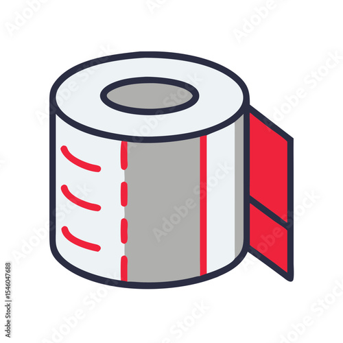 Illustration of packing tape roll with a red flag