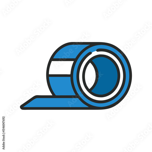 Blue packing tape roll illustration with white details