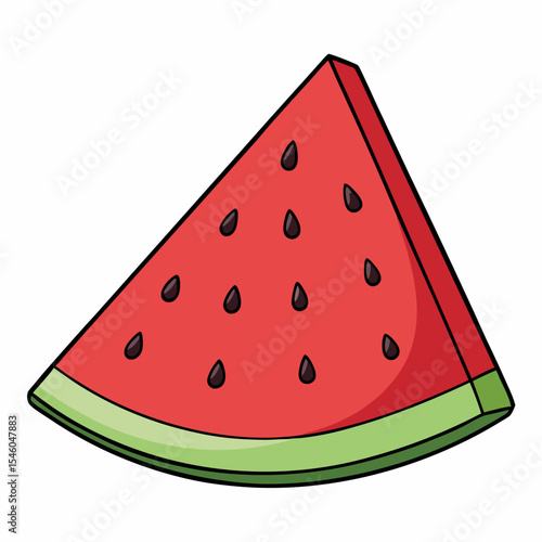 Clean line style watermelon slice with seeds illustration