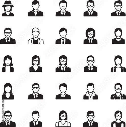 Collection of Diverse Profile Icons Male and Female Avatar Illustrations