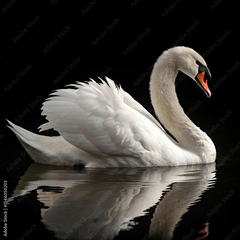 Fototapeta premium Elegance in Reflection: The Grace of a Serene Swan