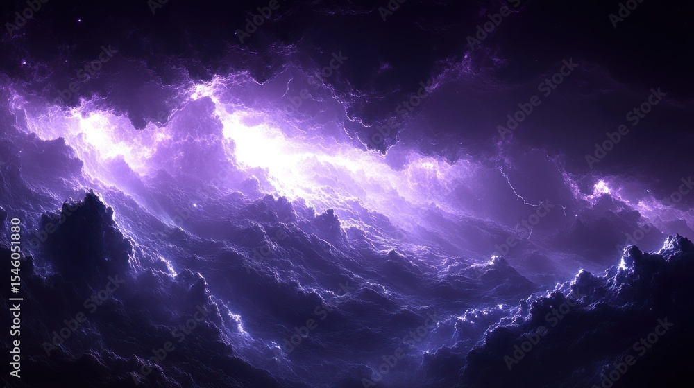 Fototapeta premium Dramatic Purple Clouds with Lightning