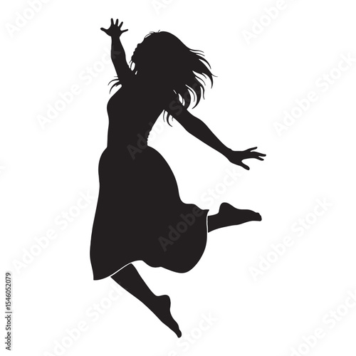 Competitive lady jumping thriving on pushing her personal boundaries and increasing her jump height - lady jumping silhouette - lady jumping Vector - Silhouette of lady jumping
