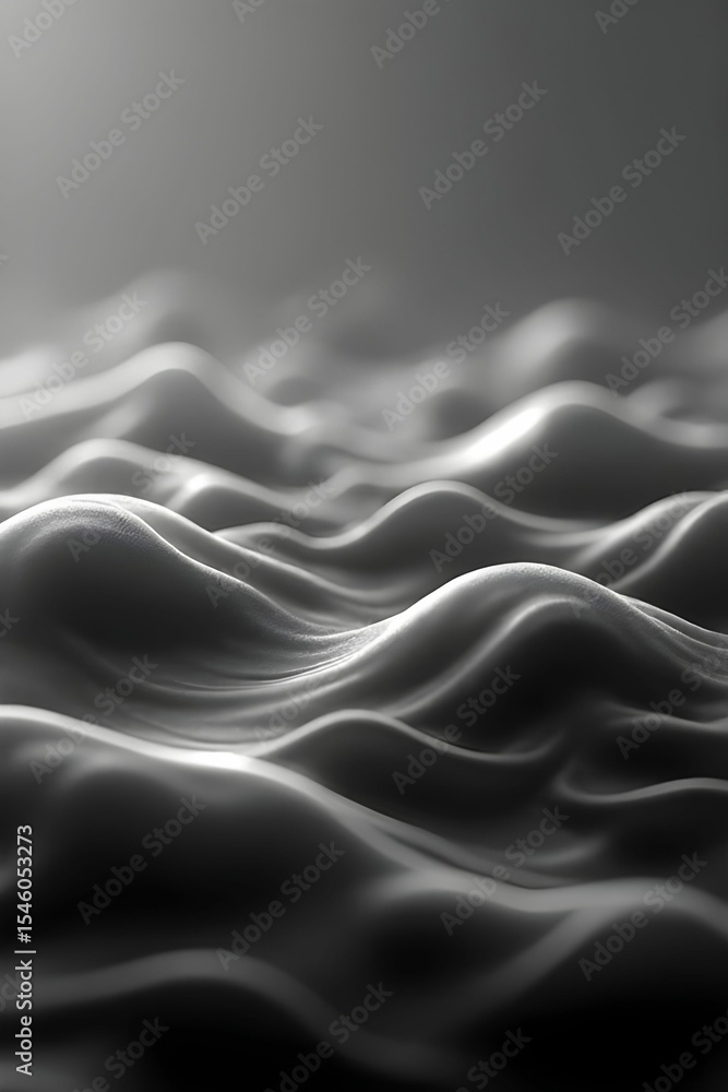 Obraz premium Abstract gradient black and white background. Flowing abstract digital artwork. Modern, minimalist background or wallpaper