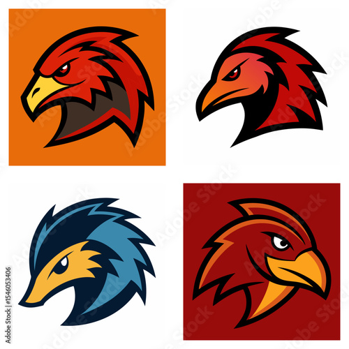 Collection of four mara team logos featuring an owl, fox, wolf, and jackal mascot in various colors
