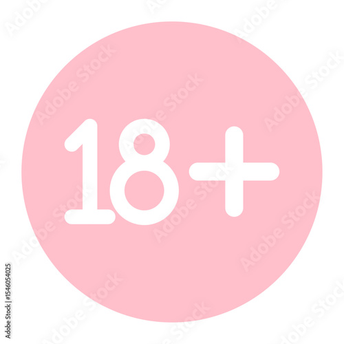 18+ age restriction symbol icon. Commonly used for labeling adult content, age-restricted products, websites, apps, or media. Clean and simple design suitable for universal use.
