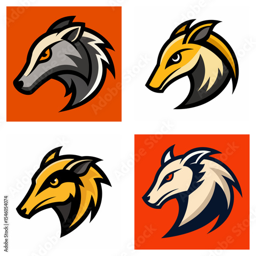 Wallpaper Mural Four stylized badger head illustrations in varying color schemes and background squares Torontodigital.ca