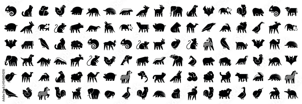 Obraz premium Animals logos collection. Animal logo set. Geometrical abstract logos. Icon design