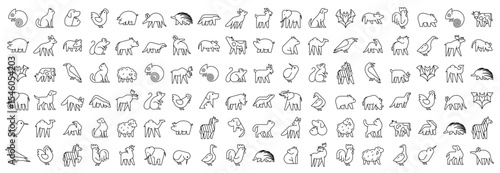 Animals logos collection. Animal logo set. Geometrical abstract logos. Icon design