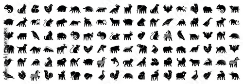 Animals logos collection. Animal logo set. Geometrical abstract logos. Icon design