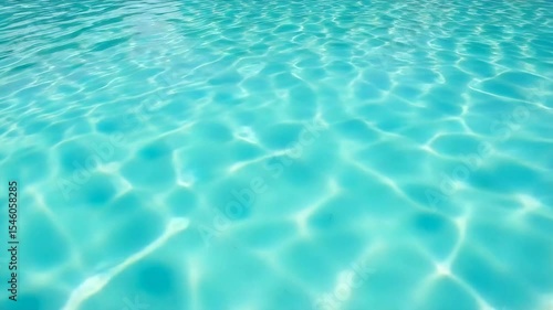 Crystal clear turquoise water surface with sun reflections