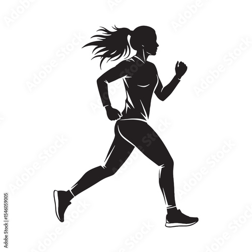 Athletic woman running showing her physical prowess and readiness for training - woman running silhouette - woman running Vector - Silhouette of woman running
