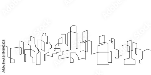 city building one line continuous seamless pattern thin line illustration for decoration,background,graphic,footer,etc.