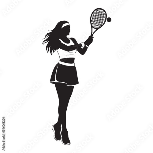Fearless female athlete embracing daunting challenges with great bravery and courage - female athlete silhouette - female athlete Vector - Silhouette of female athlete
