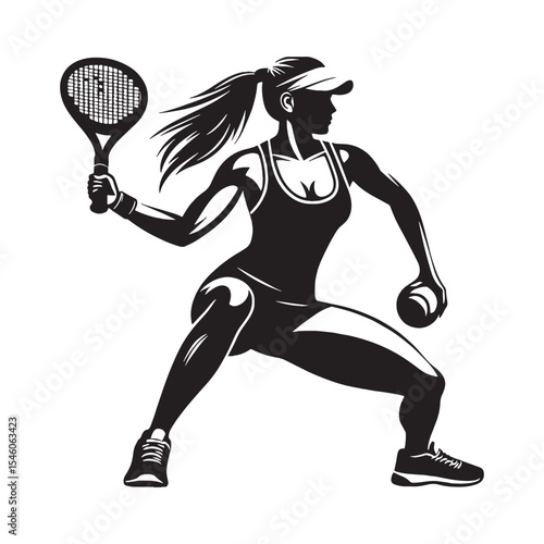 Spirited female athlete radiating pure enthusiasm and lively engagement in her field - female athlete silhouette - female athlete Vector - Silhouette of female athlete
