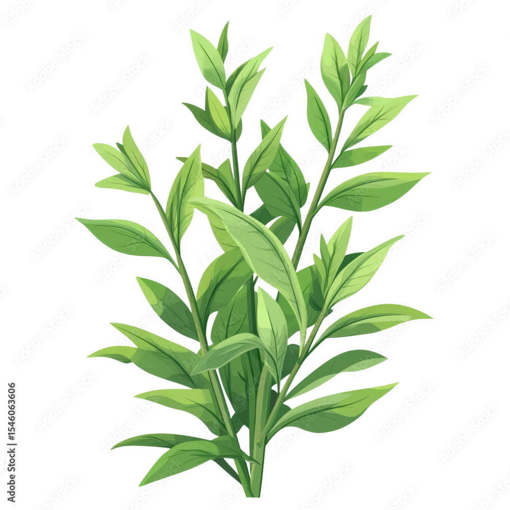 Fototapeta premium Fresh green leaves sprouting from vibrant plant, symbolizing growth and vitality