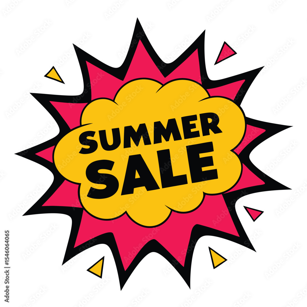 Fototapeta premium EyeCatching Summer Sale Promotion Pink and Yellow Bursting Design Element with Text