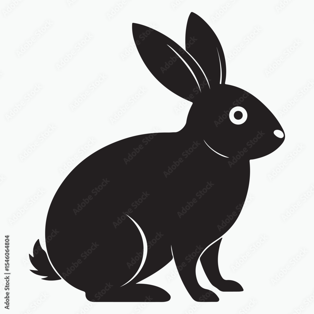 Obraz premium Rabbit Black silhouette icon illustration