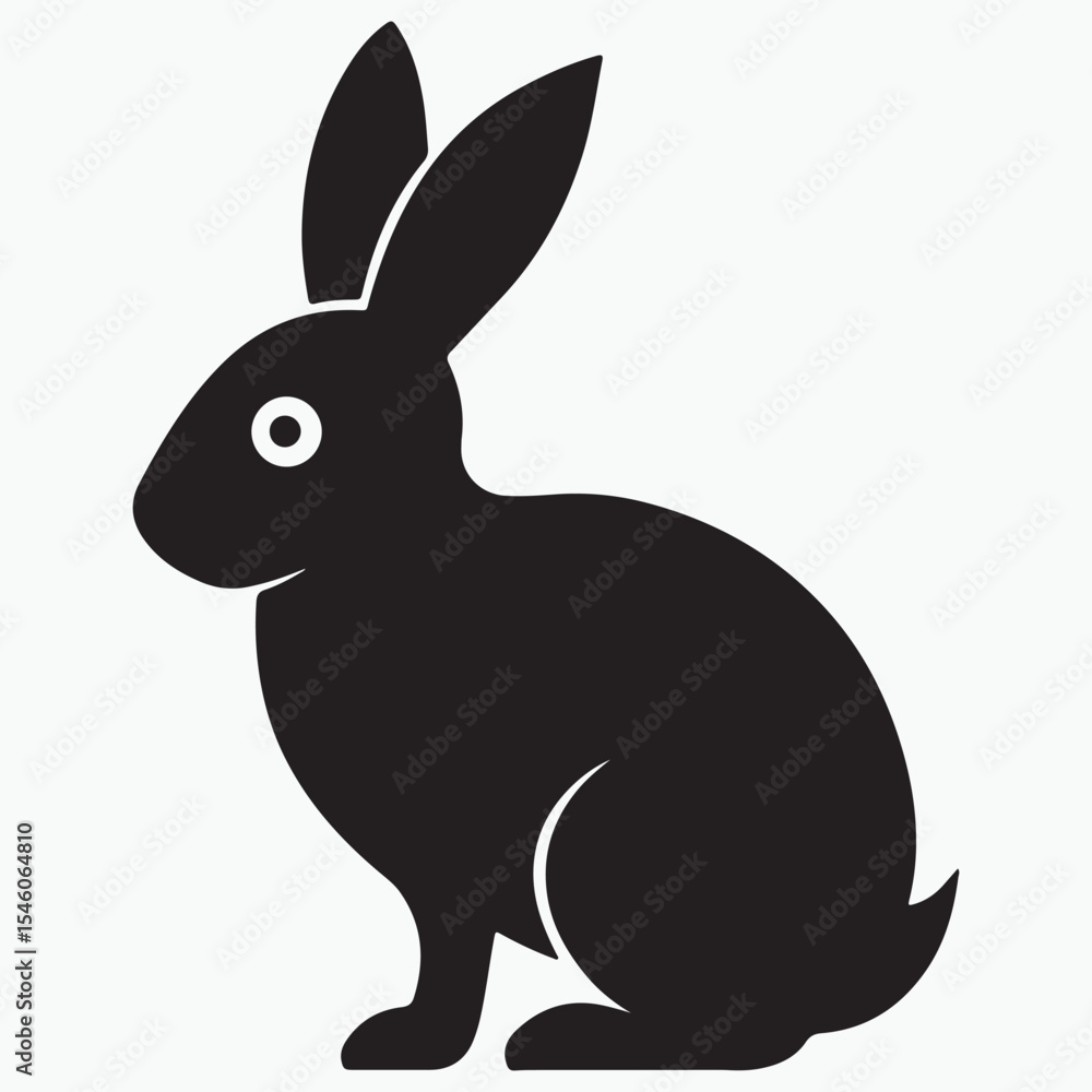 Obraz premium Rabbit Black silhouette icon illustration