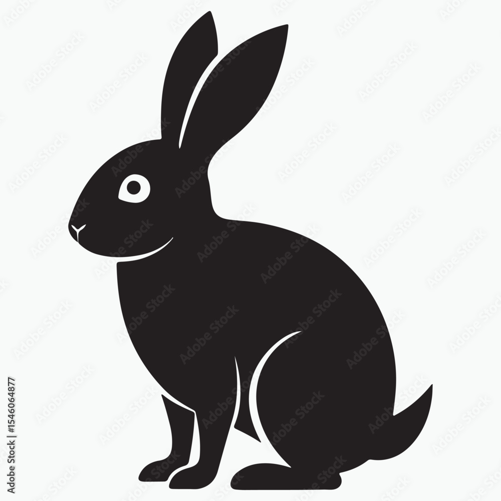 Obraz premium Rabbit Black silhouette icon illustration