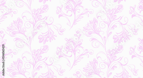 Wallpaper Mural Soft and ethereal floral pattern featuring faded, light pink flower and leaf silhouettes scattered across. Torontodigital.ca
