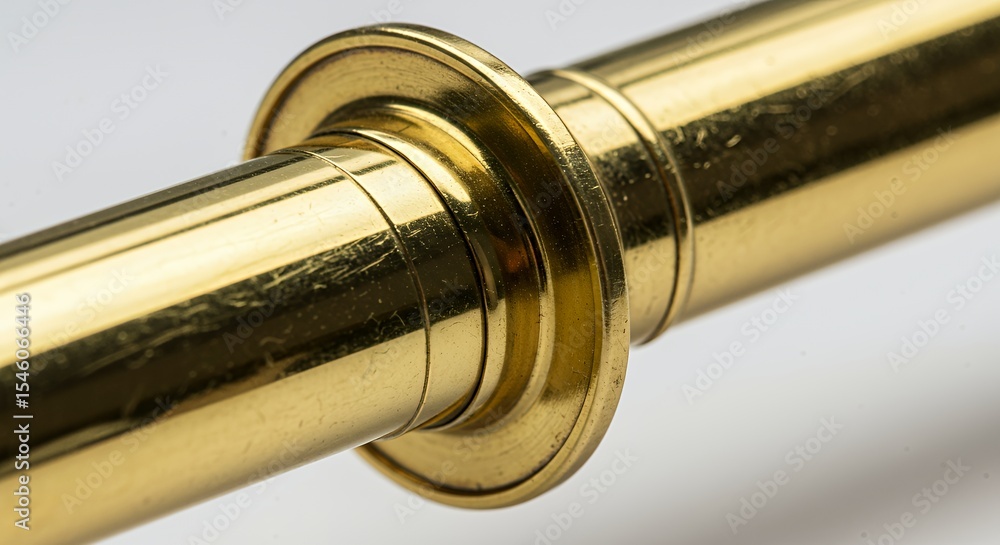 Naklejka premium Close-up of Brass Telescope's Sliding Extension Mechanism, Revealing Intricate Details