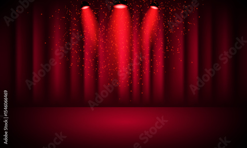 Red curtain backdrop, perfect for stage events, award show, product displays, and dramatic presentations with a classic theatrical vibe.