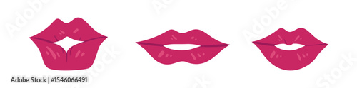 Sexy lips of women or girls flat vector illustrations set