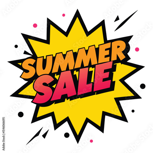 Vibrant Summer Sale with Dynamic Starburst and Bold Text for Marketing Campaigns