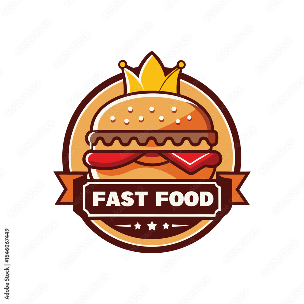 Fast Food Logo with Burger and Speed Lines, Express Delivery Icon, Modern Junk Food Branding Design, Speedy Snack Restaurant Emblem Fast Food Logo with Burger and Speed Lines, Express Delivery Icon, Modern Junk Food Branding Design, Speedy Snack Restaurant Emblem