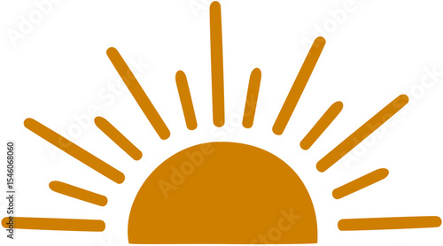 Boho Sunburst Clipart – Minimalist Warm Retro Sun Line Art Illustration