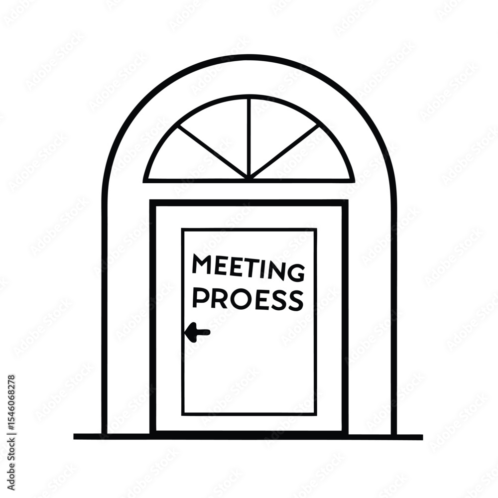 Office door displaying meeting in progress signage Vector illustration Office door displaying meeting in progress signage Vector illustration