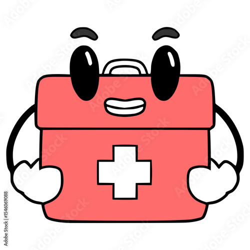 med kit character illustration hand drawn isolated vector