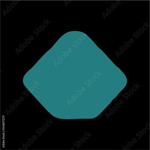 Minimalist Teal Rounded Diamond Icon on Black Background – Symbol of Clarity, Direction, and Elegance,A sleek vector illustration of a teal-colored diamond shape with softened corners, centered on a s