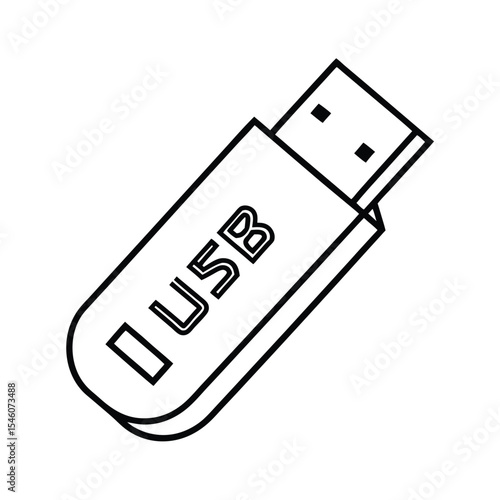 USB flash drive showing company logo in outline format Vector illustration