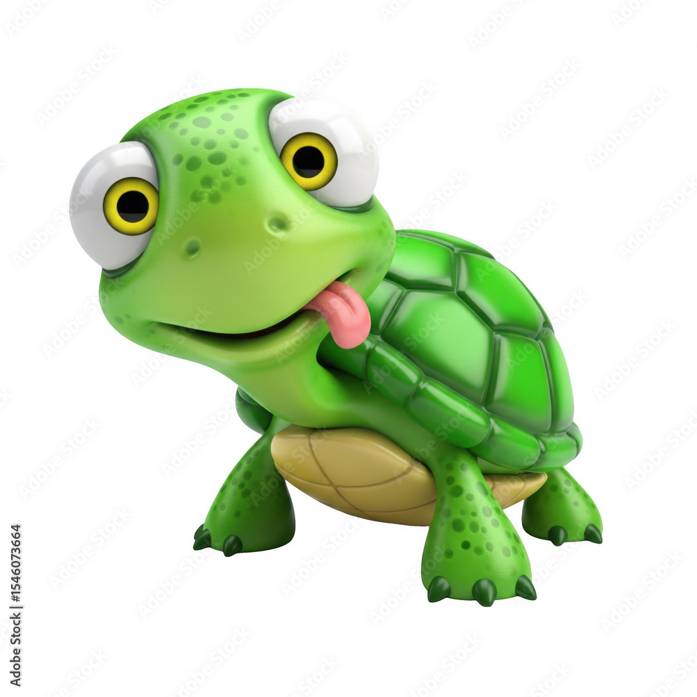 Fototapeta premium Humorous amphibian character sticking out tongue on a simple black background