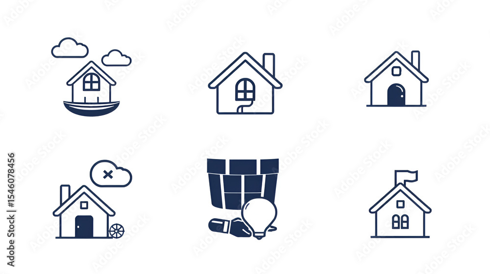Fototapeta premium Estate planning icon packs for your design digital and printing of living well, trust, property disposition, charity, succession, life insurance icon live stroke and easy to edit