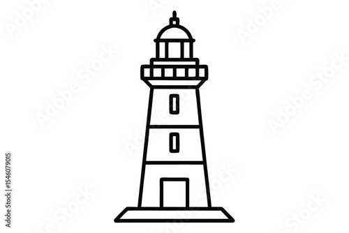 Lighthouse line drawing vector illustration for color book page