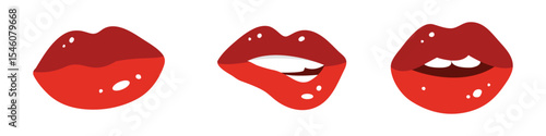 Sexy lips of women or girls flat vector illustrations set